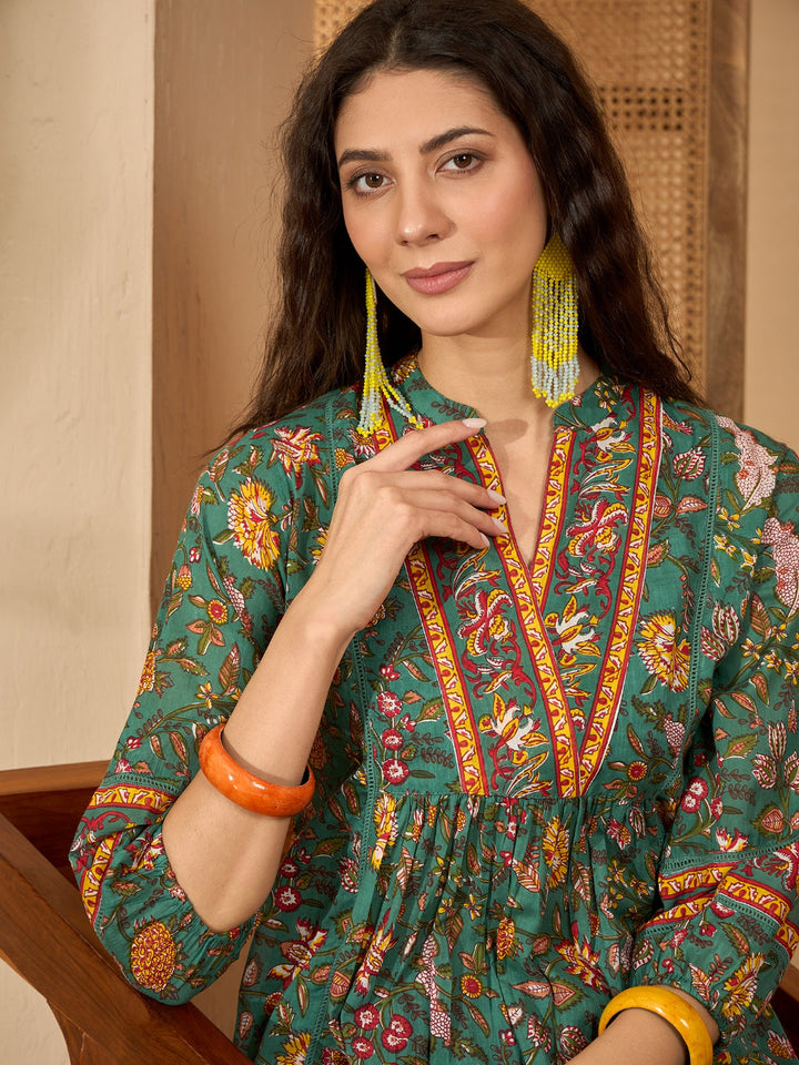 Floral Printed Cotton Empire Top