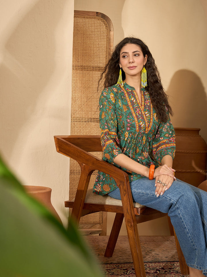 Floral Printed Cotton Empire Top