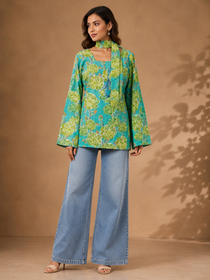 Floral Printed Cotton Straight Top