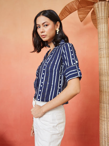 Women's Striped Printed Cotton Vest Top