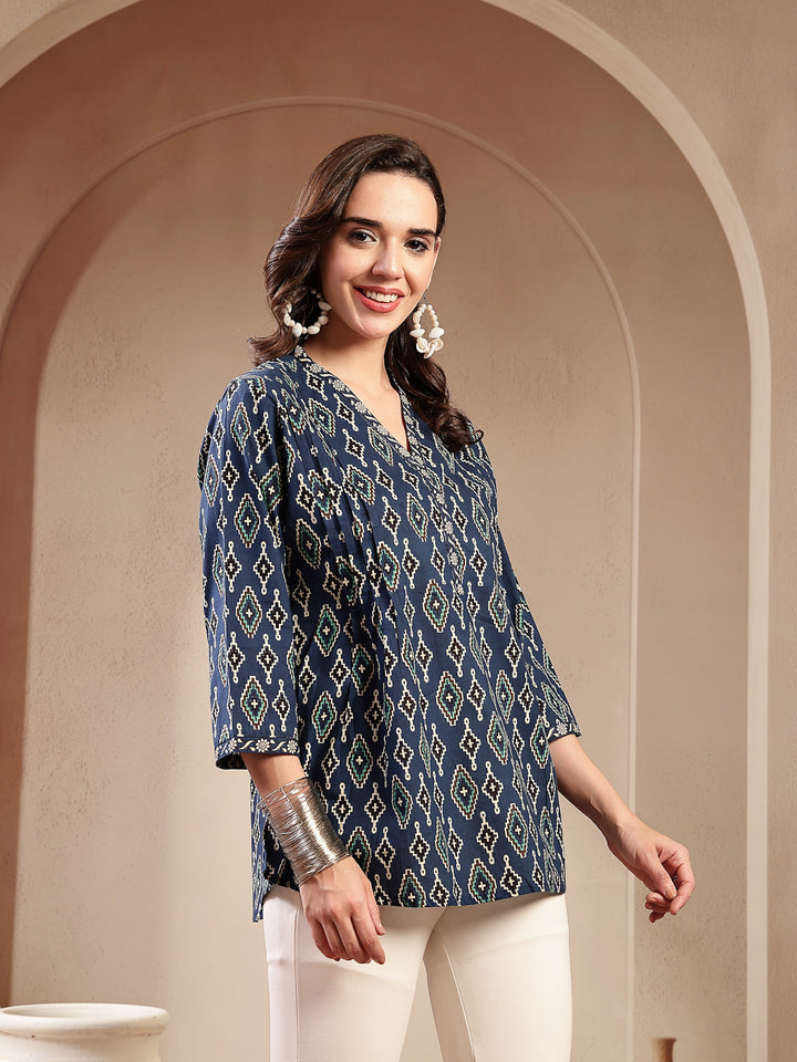 Ethnic Printed Cotton Empire Top