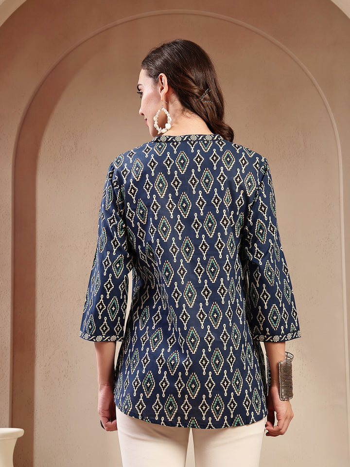 Ethnic Printed Cotton Empire Top