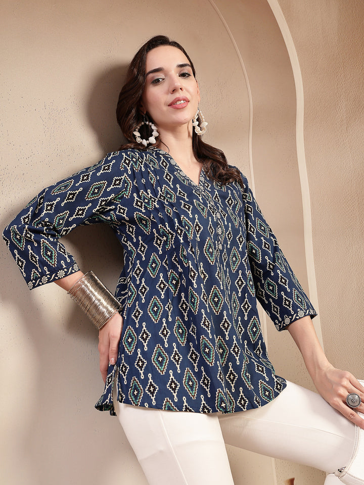 Ethnic Printed Cotton Empire Top