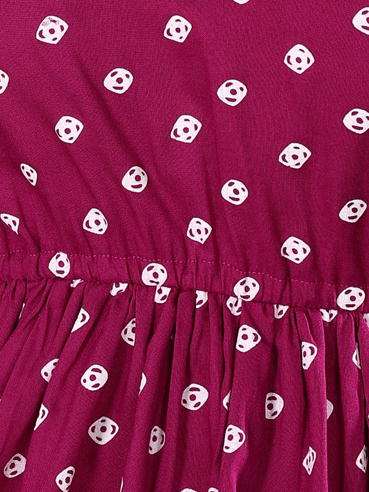 Pink Bandhej Printed Rayon Short Peplum Top