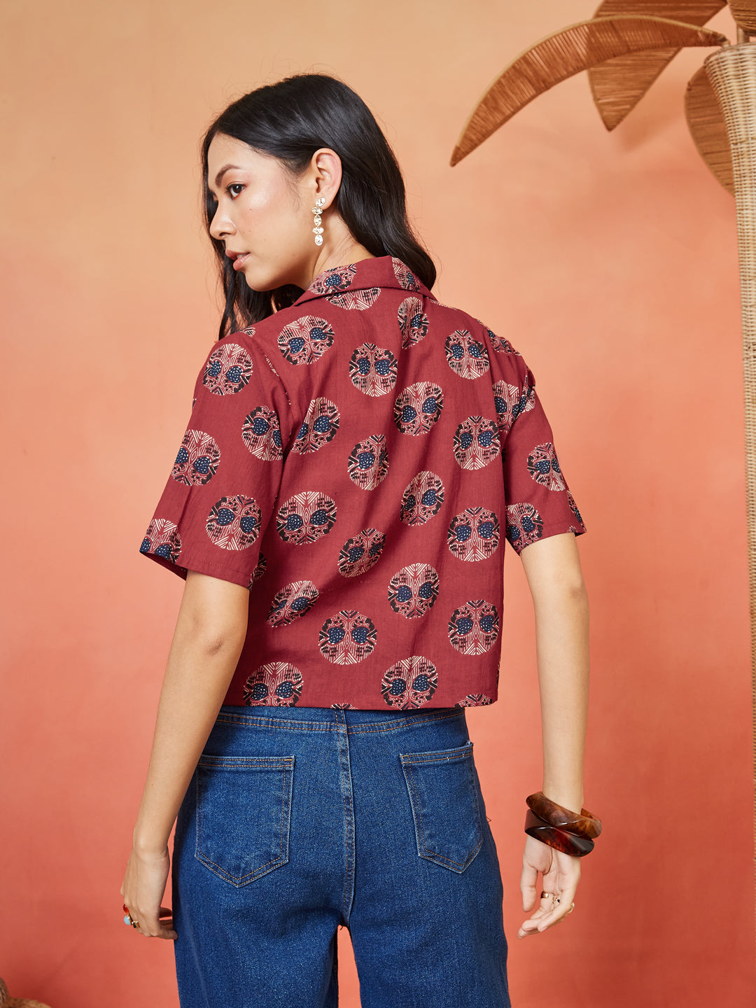 Women's Ethnic Printed Cotton Shirt Style Top