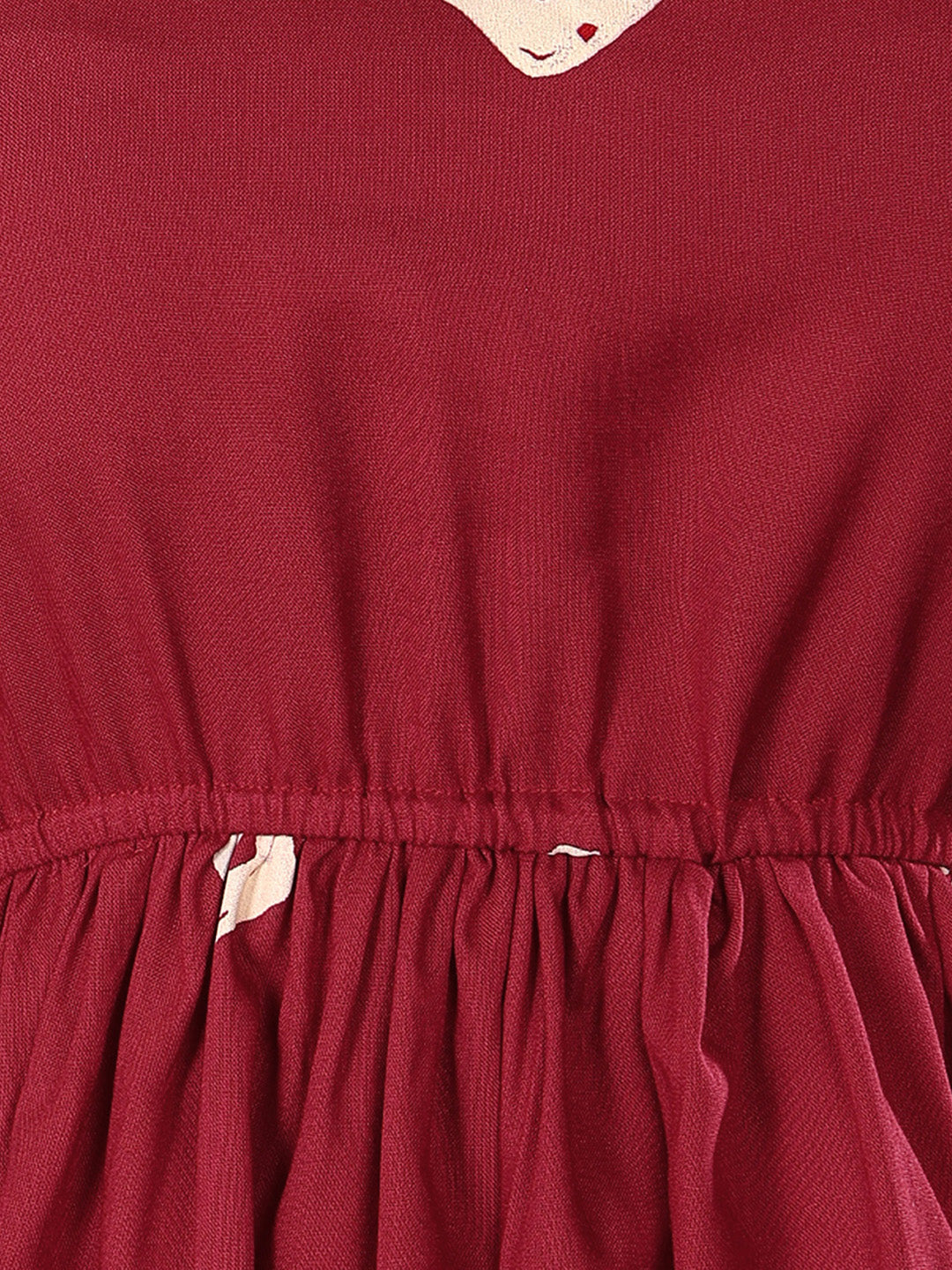 Maroon Bandhej Printed Rayon Short Peplum Top