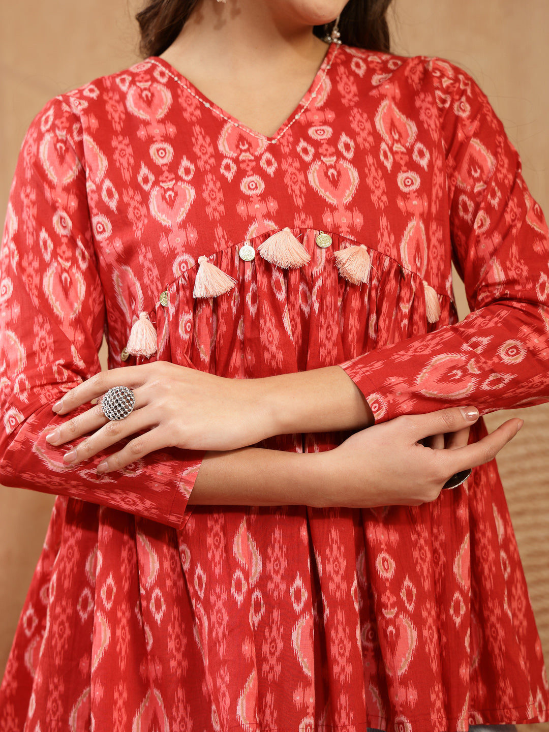 Ikkat Printed Cotton Empire Top