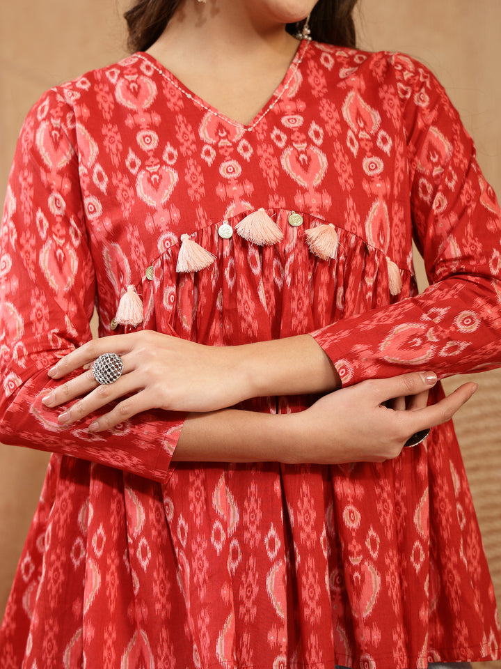 Ikkat Printed Cotton Empire Top