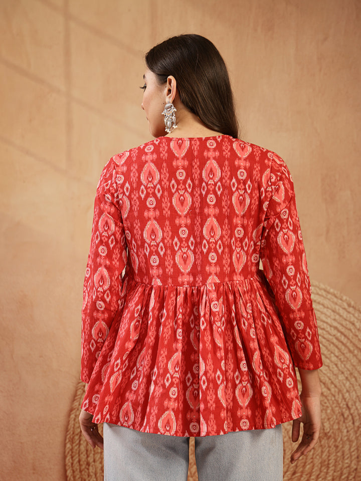 Ikkat Printed Cotton Empire Top
