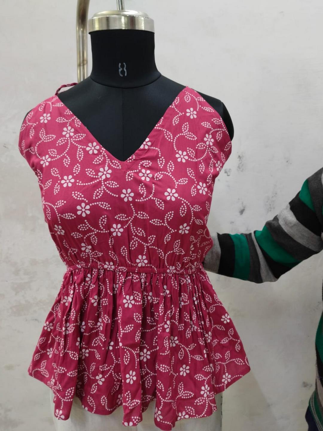 Rose Floral Printed Rayon Short Peplum Top (Pre-Order)