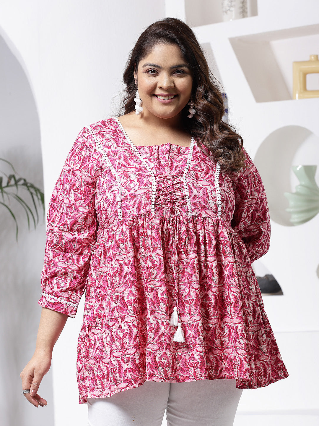 Stylum pink rayon printed top – wholesale manufacturer & exporter from India