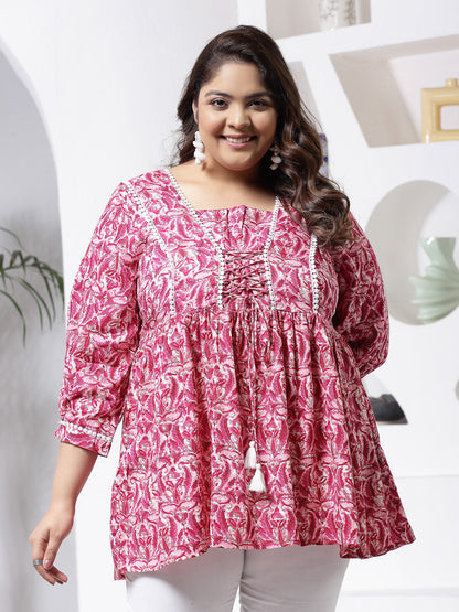 Stylum pink rayon printed top – wholesale manufacturer & exporter from India