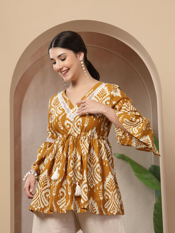 Ikkat Printed Cotton Empire Top