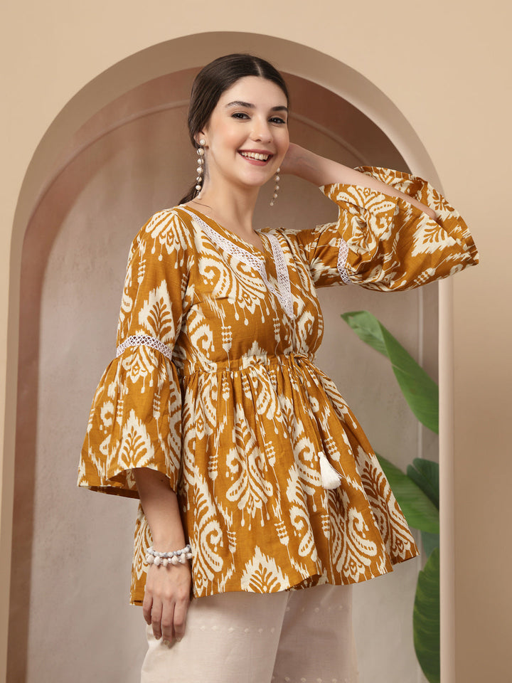 Ikkat Printed Cotton Empire Top