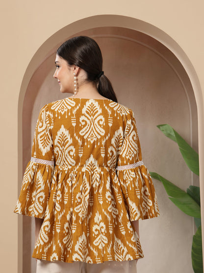 Ikkat Printed Cotton Empire Top