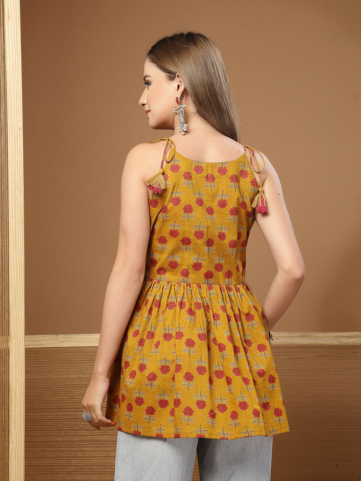Floral Printed Cotton Empire Top