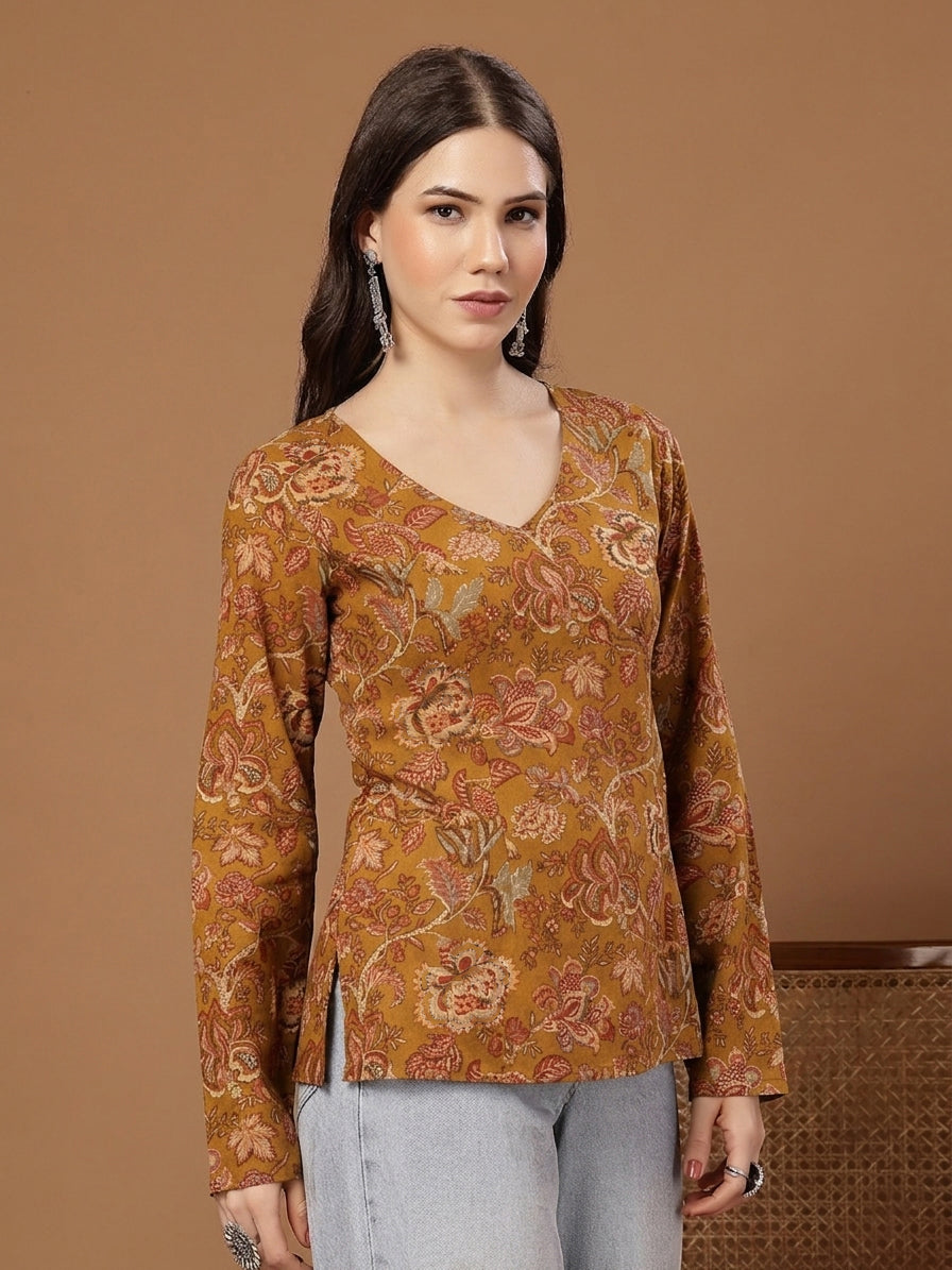 Floral Printed Cotton Straight Top