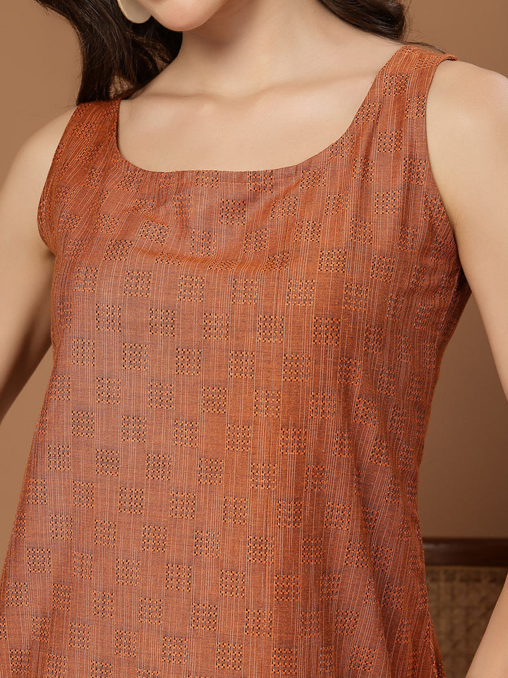 Woven Design Cotton Straight Top