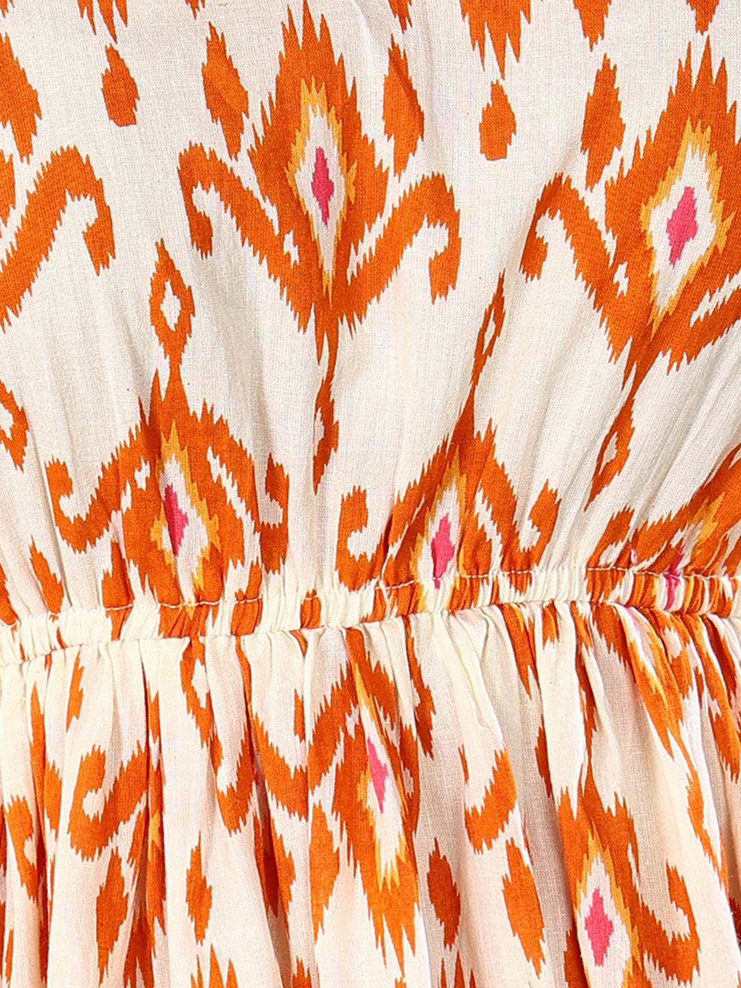 Orange Printed Cotton Short Peplum Top