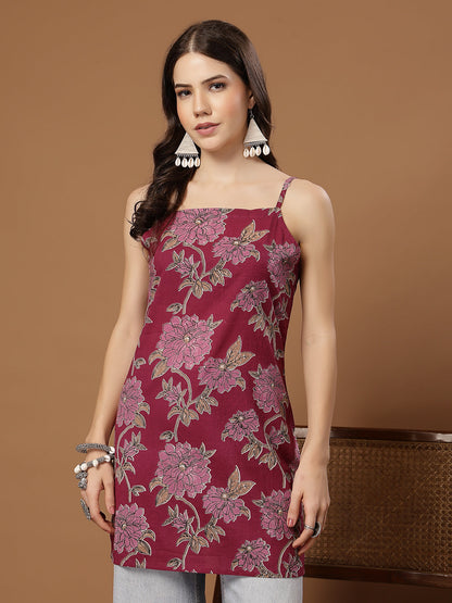 Floral Printed Cotton Straight Top