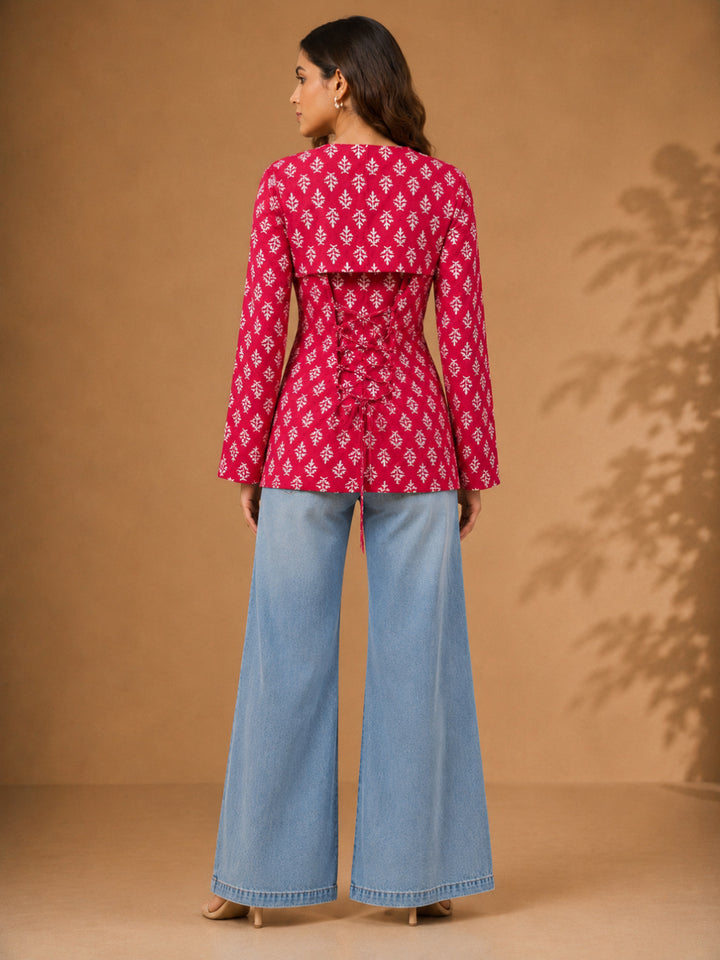 Ethnic Motifs Printed Cotton Straight Top