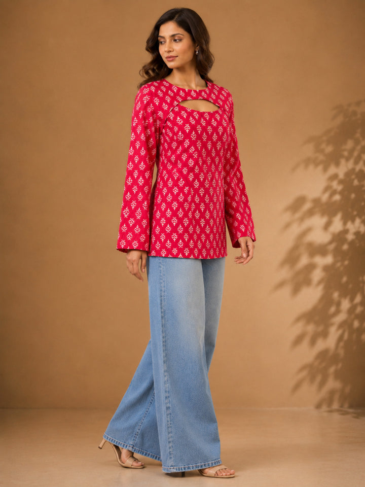 Ethnic Motifs Printed Cotton Straight Top