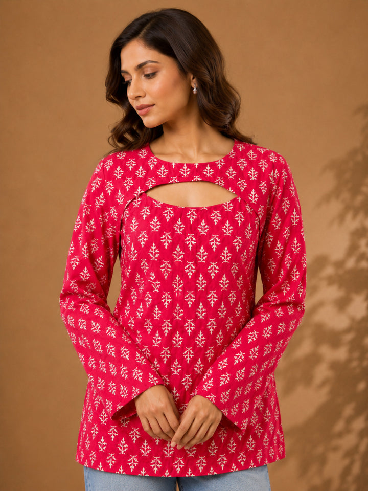 Ethnic Motifs Printed Cotton Straight Top