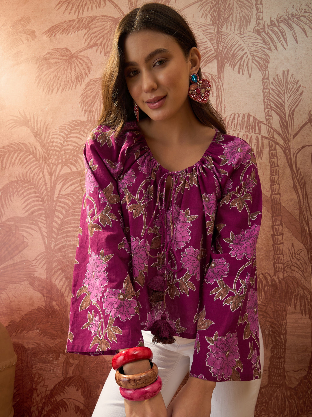 Floral Printed Cotton Short Top