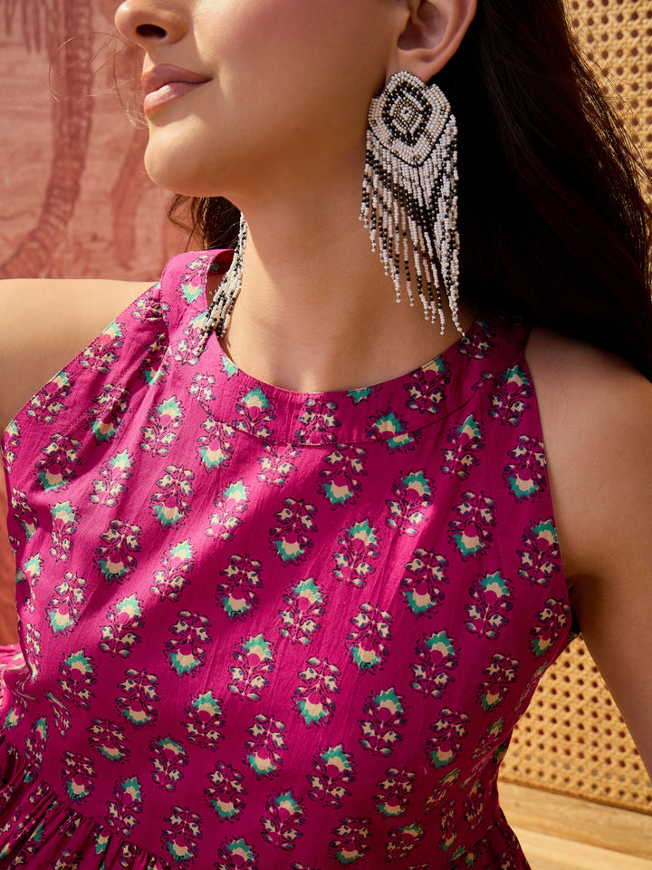 Buti Printed Cotton Empire Top