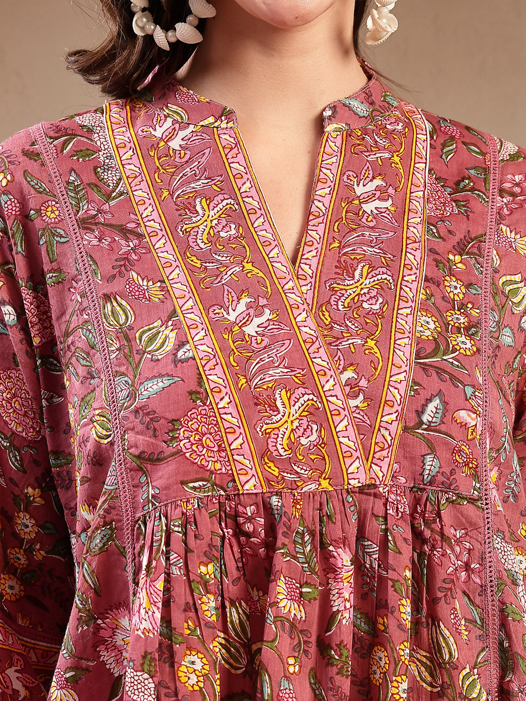 Floral Printed Cotton Empire Top