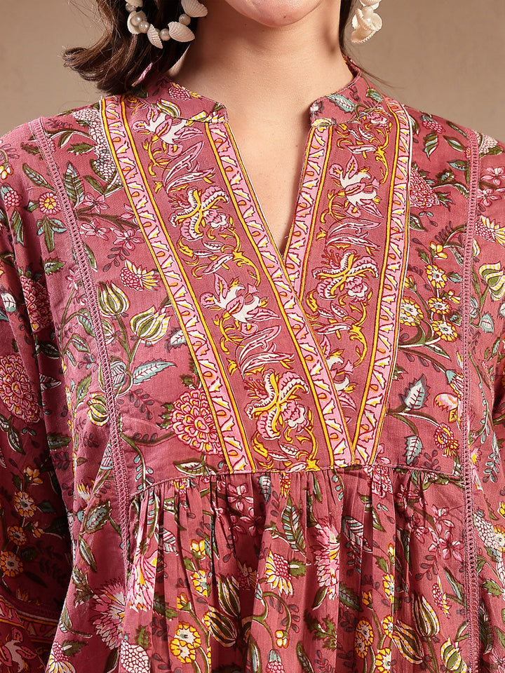 Floral Printed Cotton Empire Top