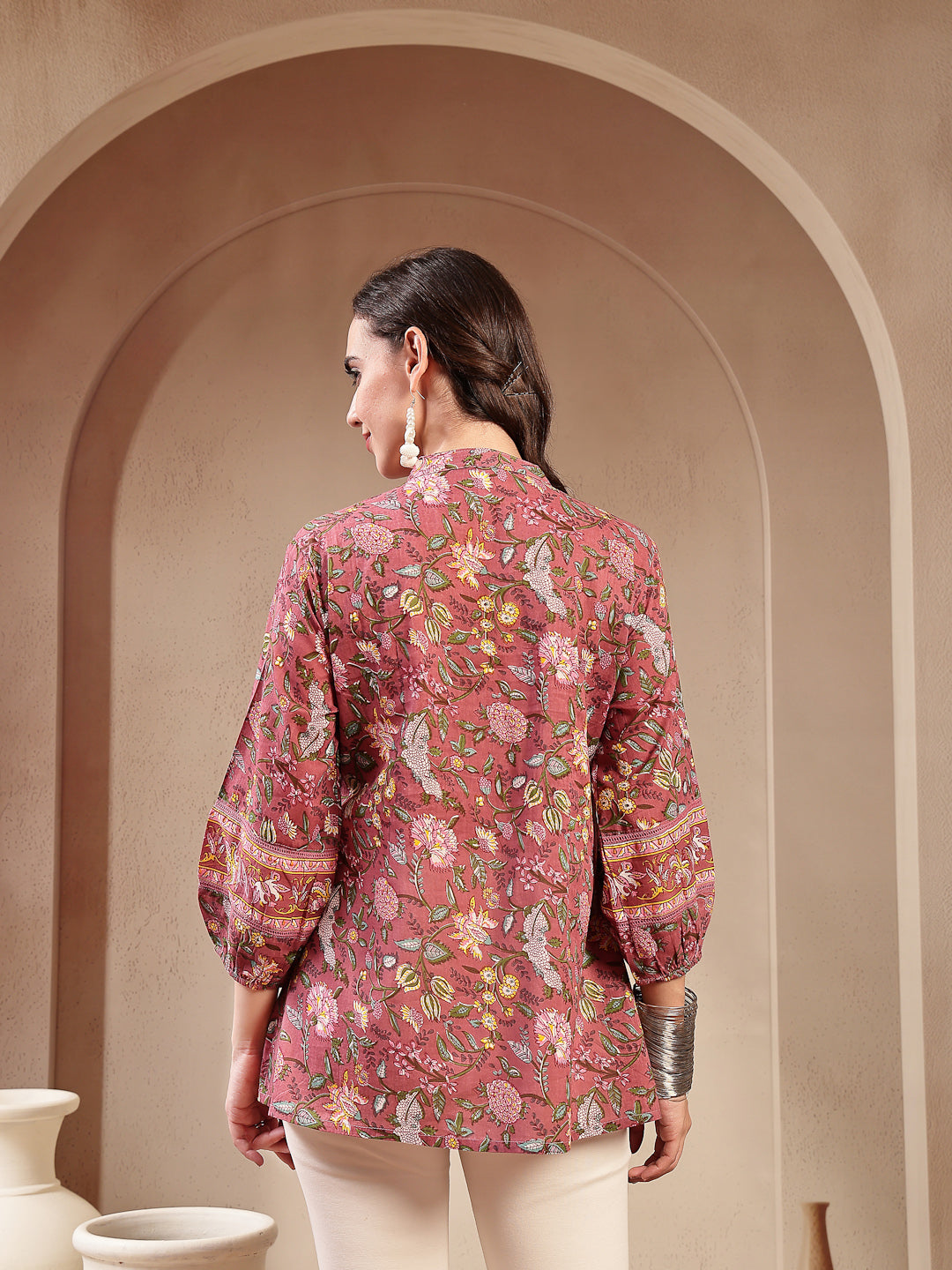 Floral Printed Cotton Empire Top