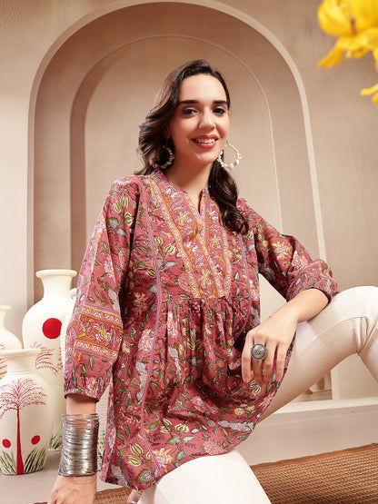 Floral Printed Cotton Empire Top