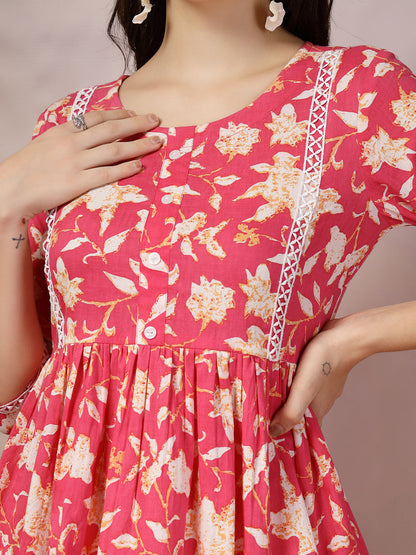 Floral Printed Cotton Peplum Top (Pre-Order)