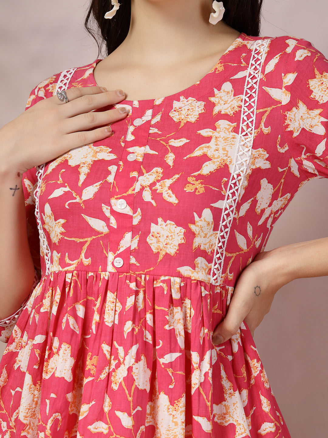 Floral Printed Cotton Peplum Top