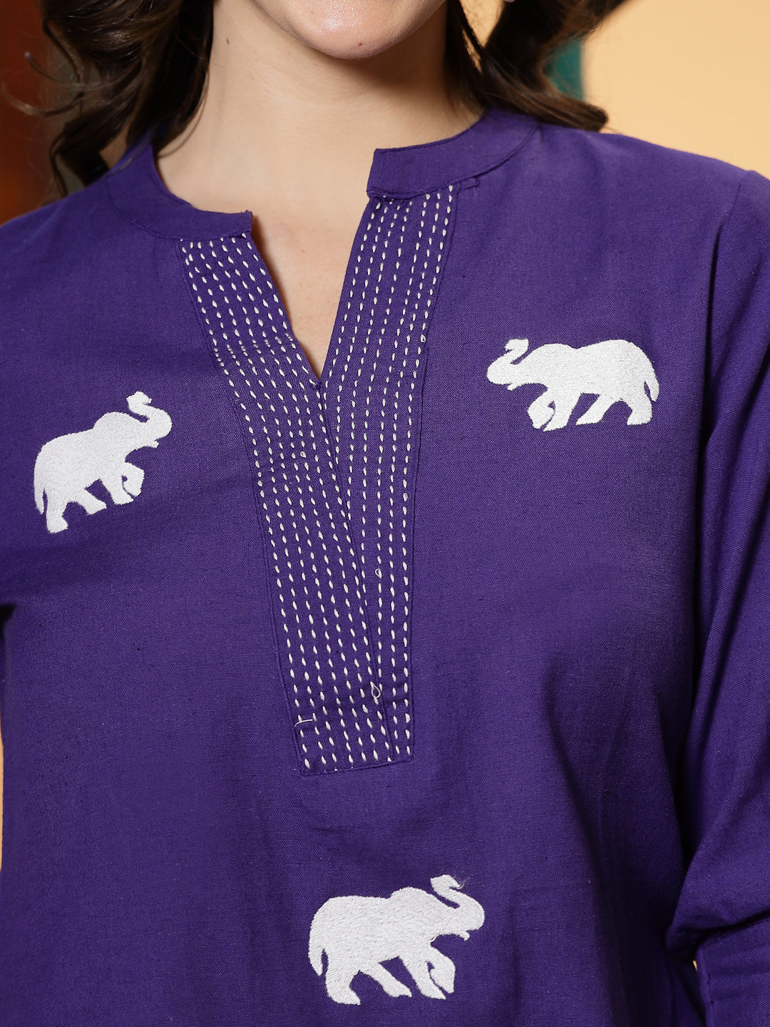 Purple Solid Cotton Flex Top