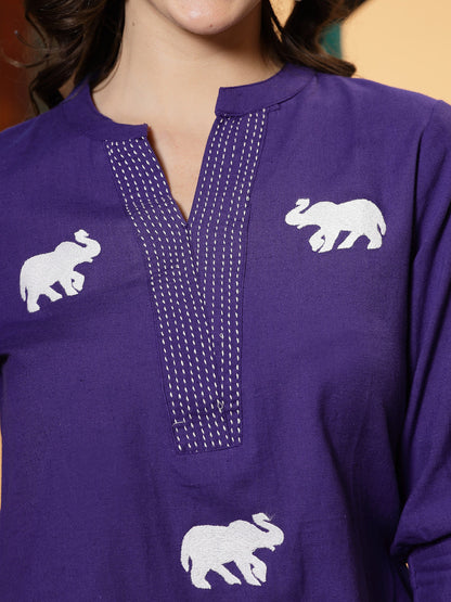 Purple Solid Cotton Flex Top