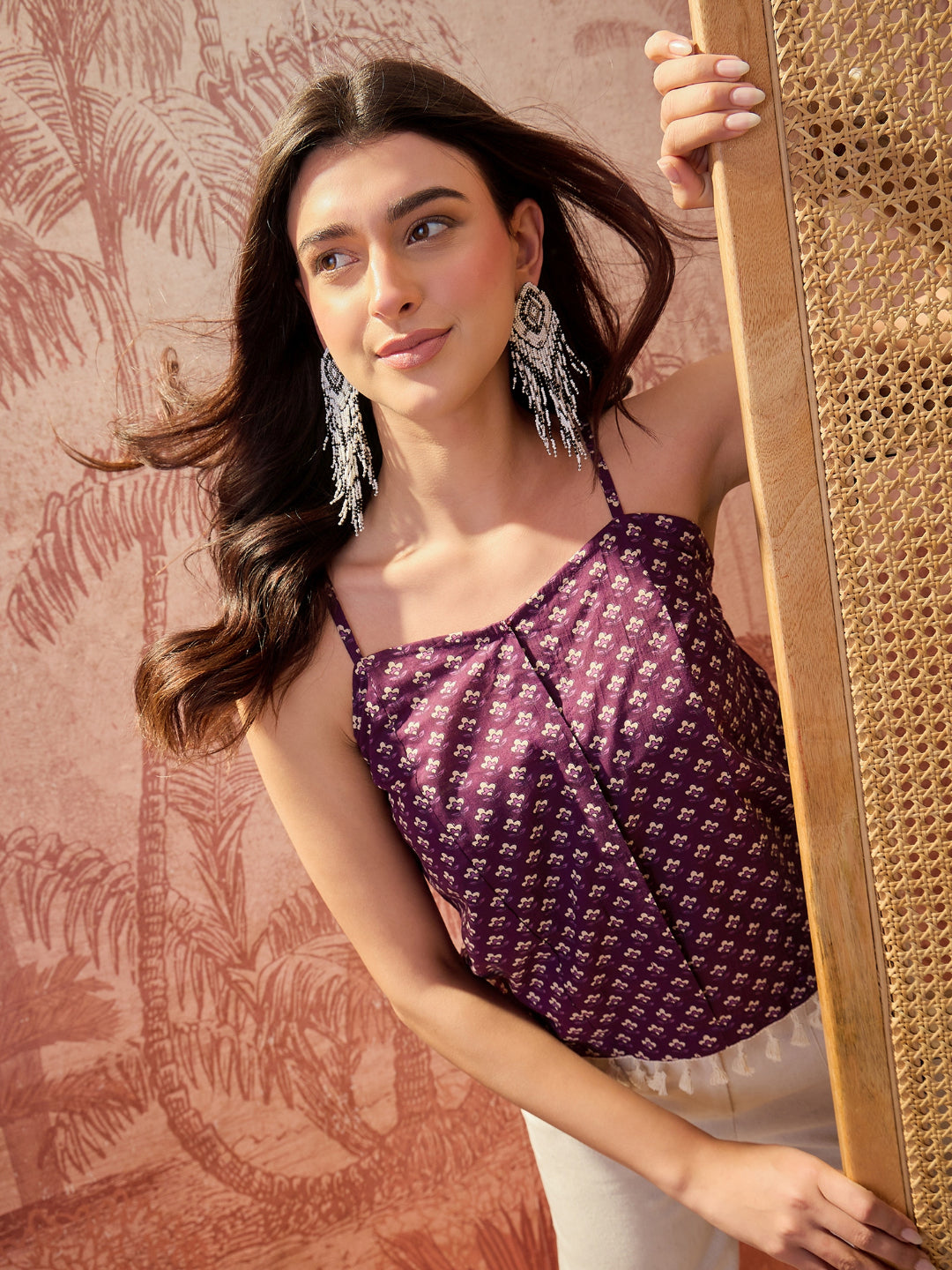 Buti Printed Cotton Straight Top