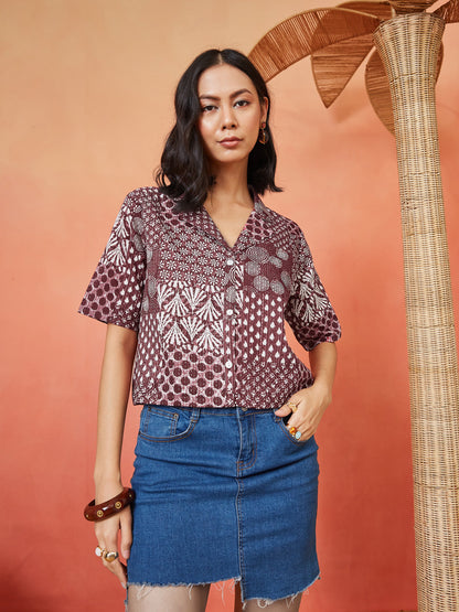 Women's Geometric Printed Katha Cotton Vest Top