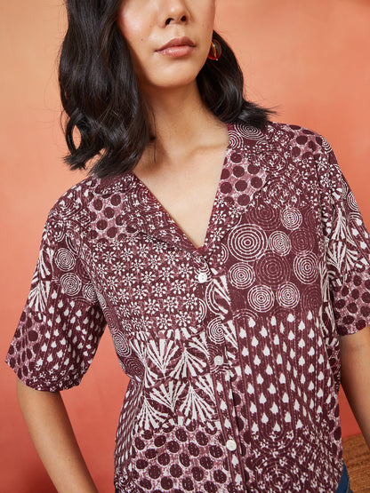 Women's Geometric Printed Katha Cotton Vest Top