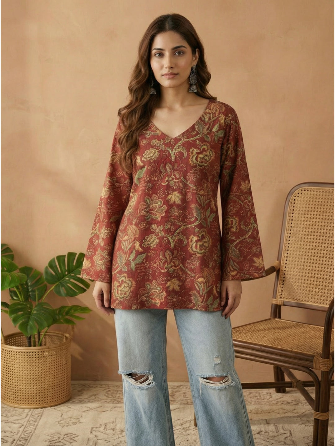 Floral Printed Cotton Straight Top