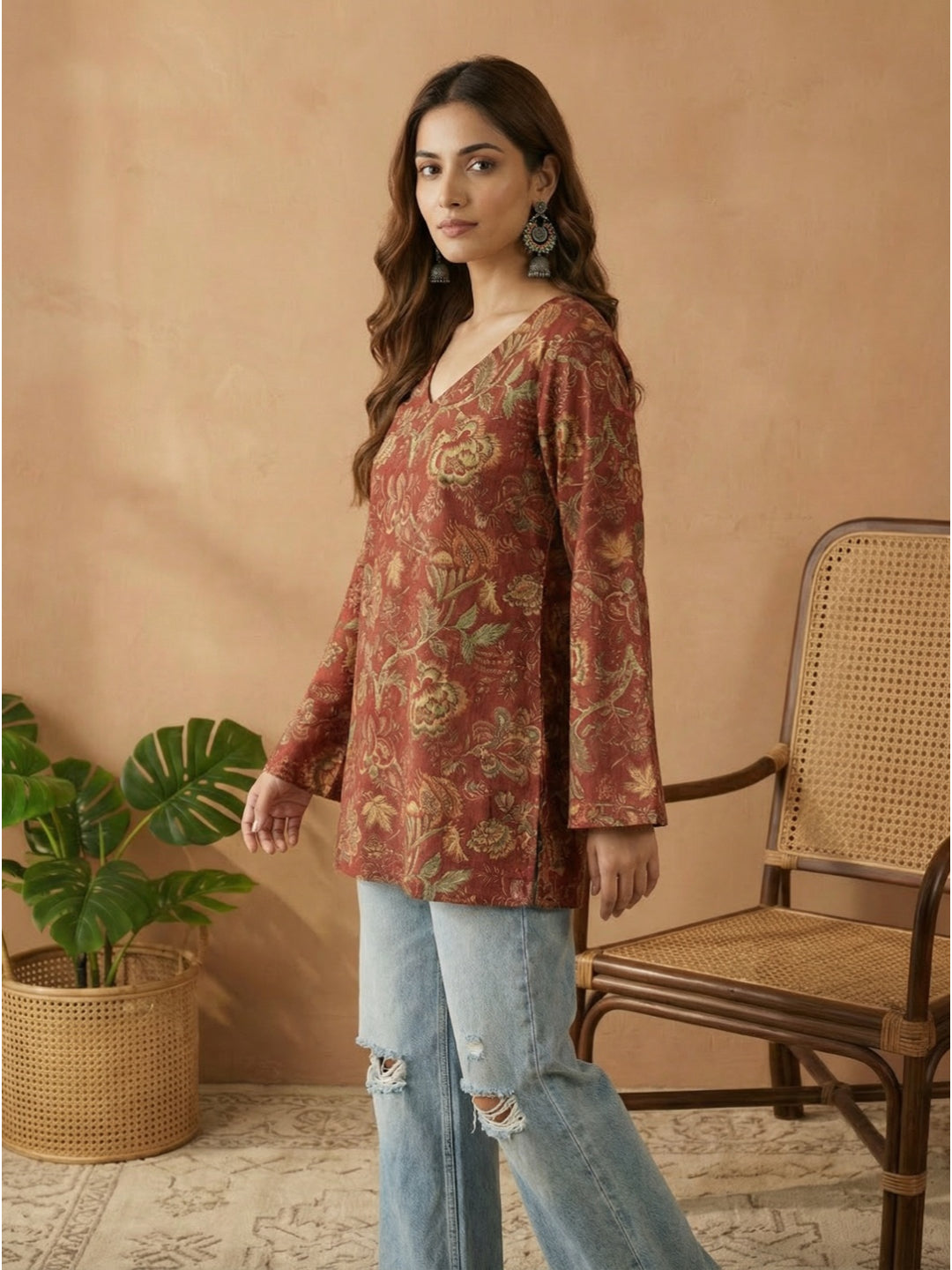 Floral Printed Cotton Straight Top