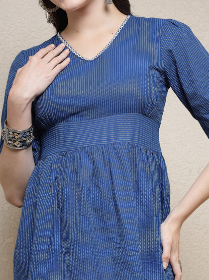 Self Woven Kantha Cotton Peplum Top (Plus Size) (Pre-Order)
