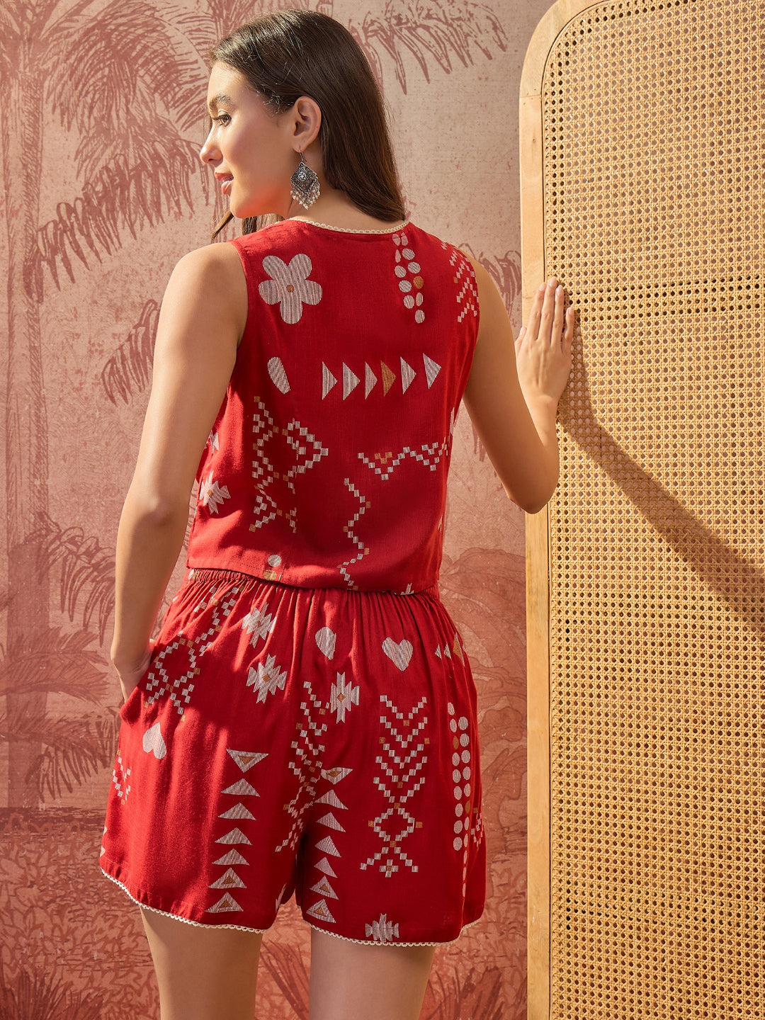 Geometric Printed Rayon Vest Top