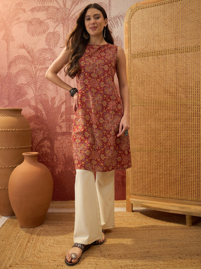 Ethnic Printed Cotton Straight Top