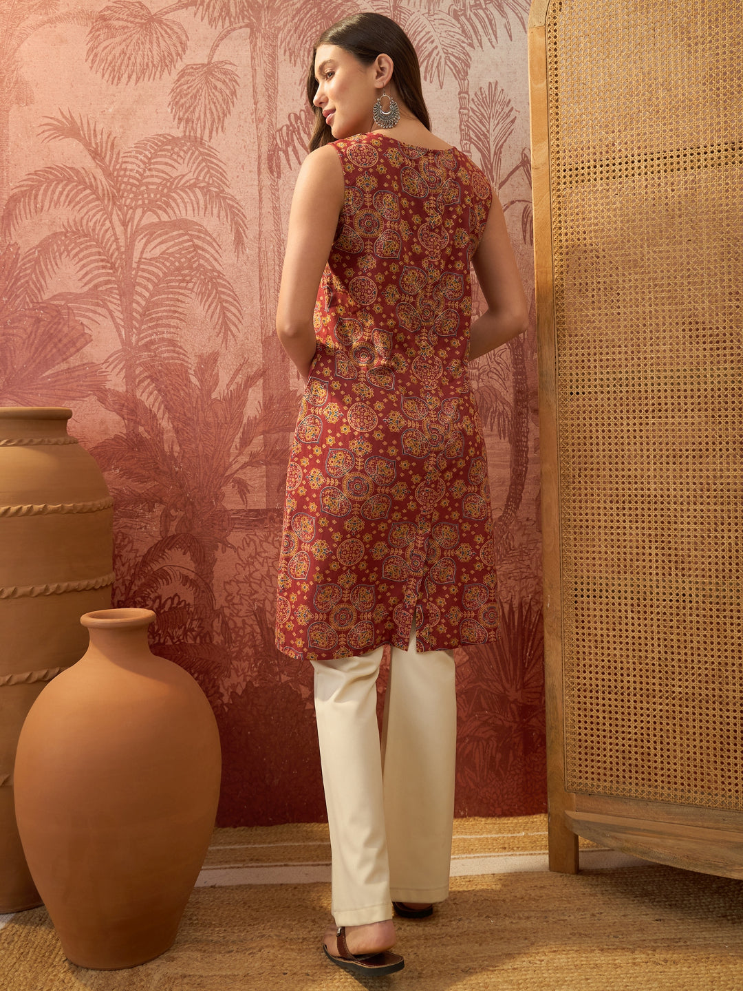 Ethnic Printed Cotton Straight Top