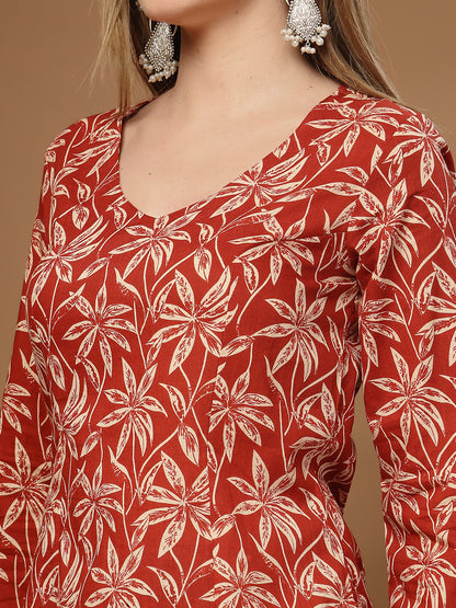 Floral Printed Cotton Straight Top