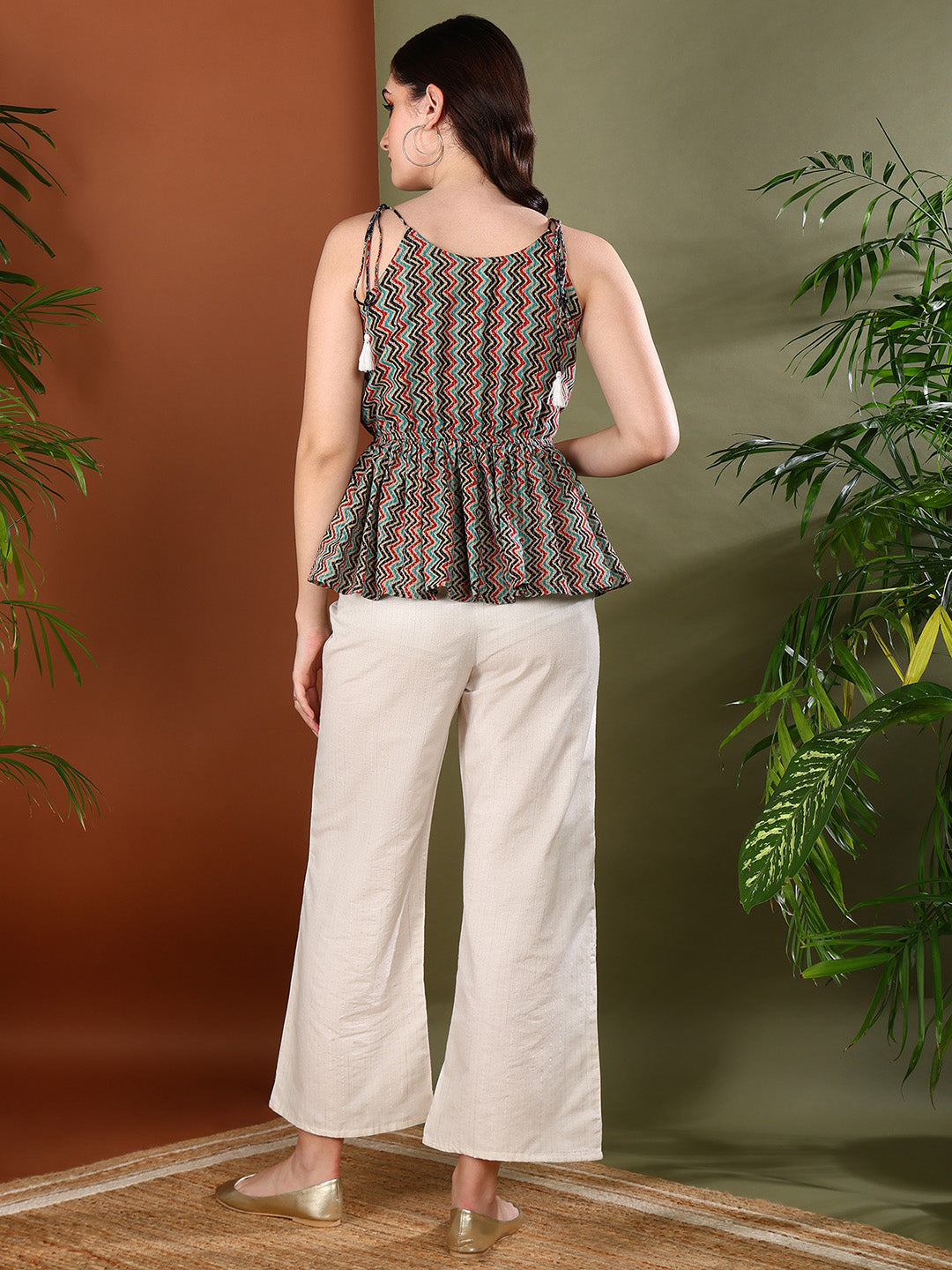 Multi Printed Cotton Short Peplum Top