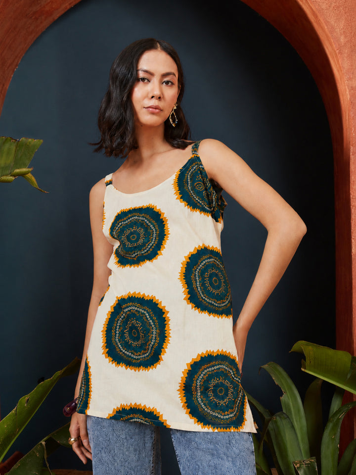 Bandhej Printed Cotton Straight Top