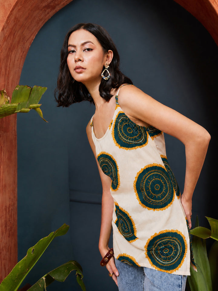 Bandhej Printed Cotton Straight Top